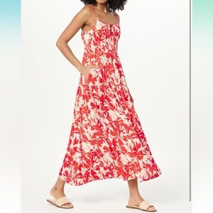 The Drop Women's Tavia Tie-Front Tiered Maxi Dress, NWT, Size XS